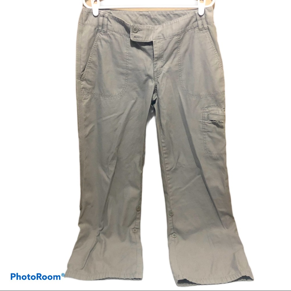 Women’s The North Face Libra Khaki Cargo Pants Sz 12 Flat Front Outdoors Hiking